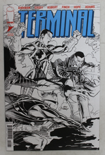 Load image into Gallery viewer, Comic book cover titled 'Terminal' with black and white illustration of two characters.
