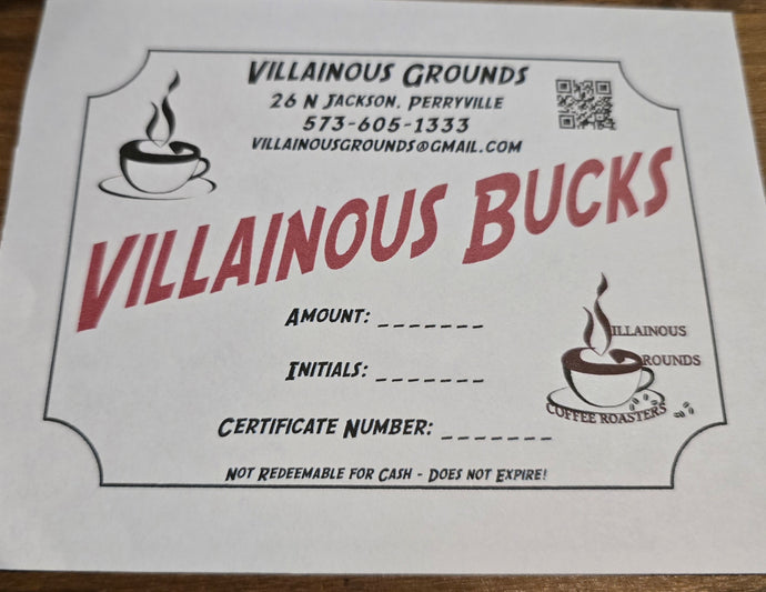 Villainous Bucks In House Gift Certificate