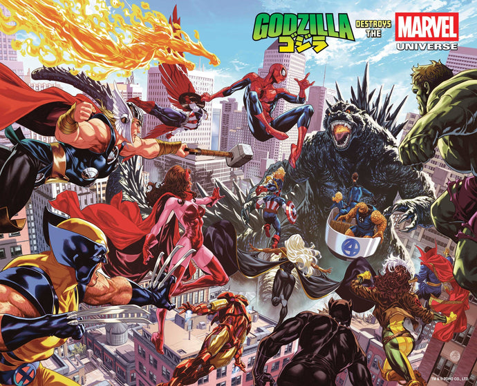 GODZILLA DESTROYS MARVEL UNIVERSE #1 WRAPAROUND