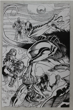 Load image into Gallery viewer, Comic book-style illustration with characters and a creature in a dynamic pose.
