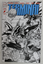 Load image into Gallery viewer, Comic book cover with black and white illustrations and text on a white background
